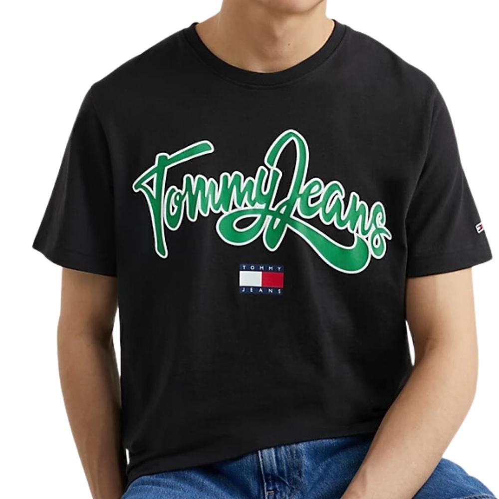 T-shirt donna Tommy Jeans in tinta unita con logo racamato frontale