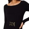 Abito Twinset midi aderente in maglia con fibbia oval