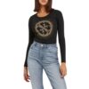 T-shirt Guess stretch logo frontale con strass