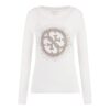 T-shirt Guess stretch logo frontale con strass