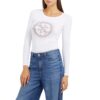 T-shirt Guess stretch logo frontale con strass