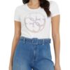 T-shirt Guess logo frontale con strass