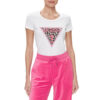 T-shirt Guess stretch logo triangolo con strass