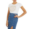 T-shirt Guess stretch logo frontale con borchie
