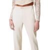 Pantaloni Twinset con cinturino in vita a t ovale e piega