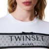 T-shirt Twinset con balza in tulle e ricamo logo