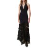 Abito Twinset Milano lungo halter con balze plissé in tulle