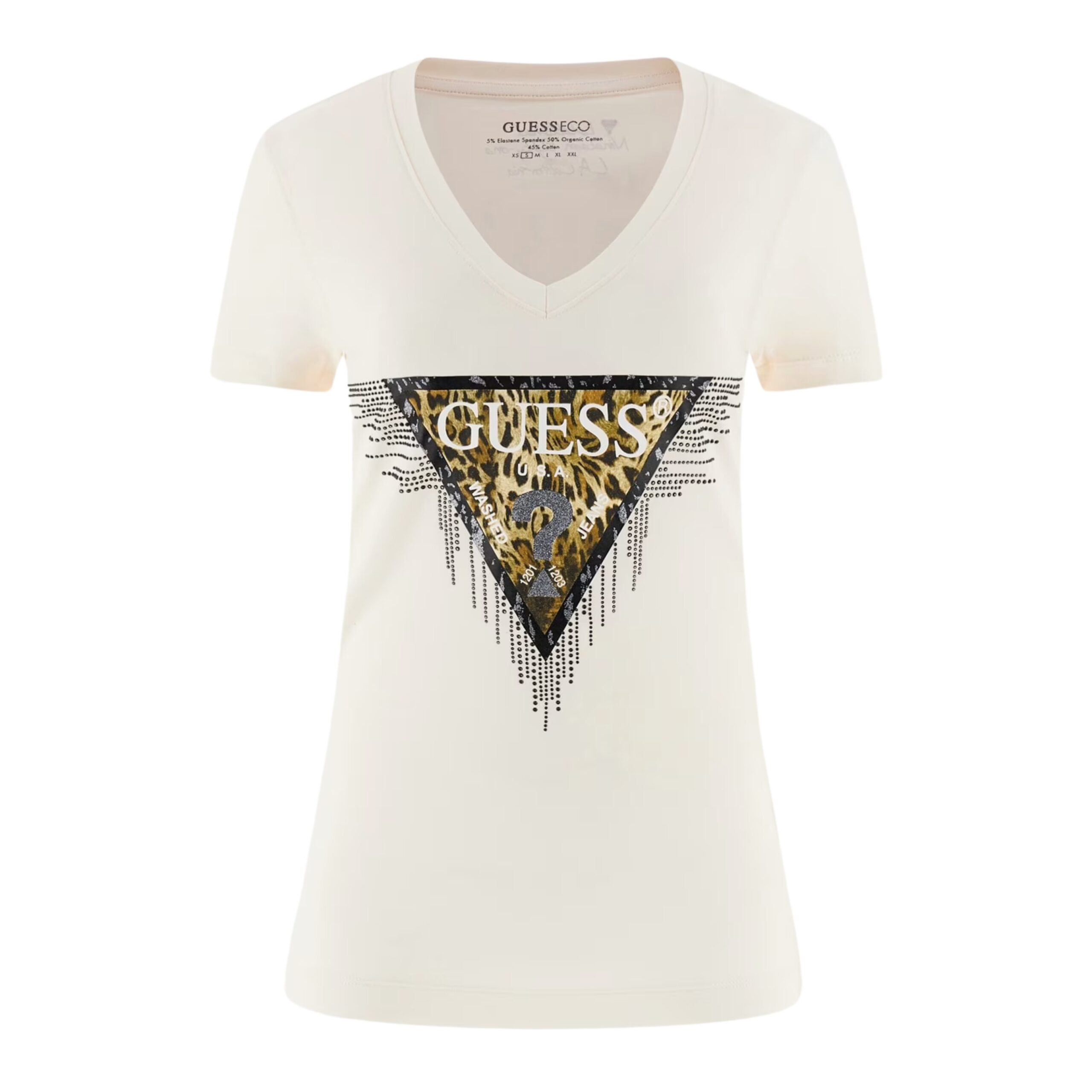 T-shirt Guess con logo triangolo animalier