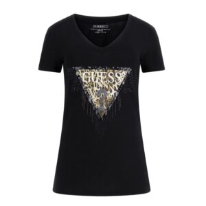 T-shirt Guess con logo triangolo animalier