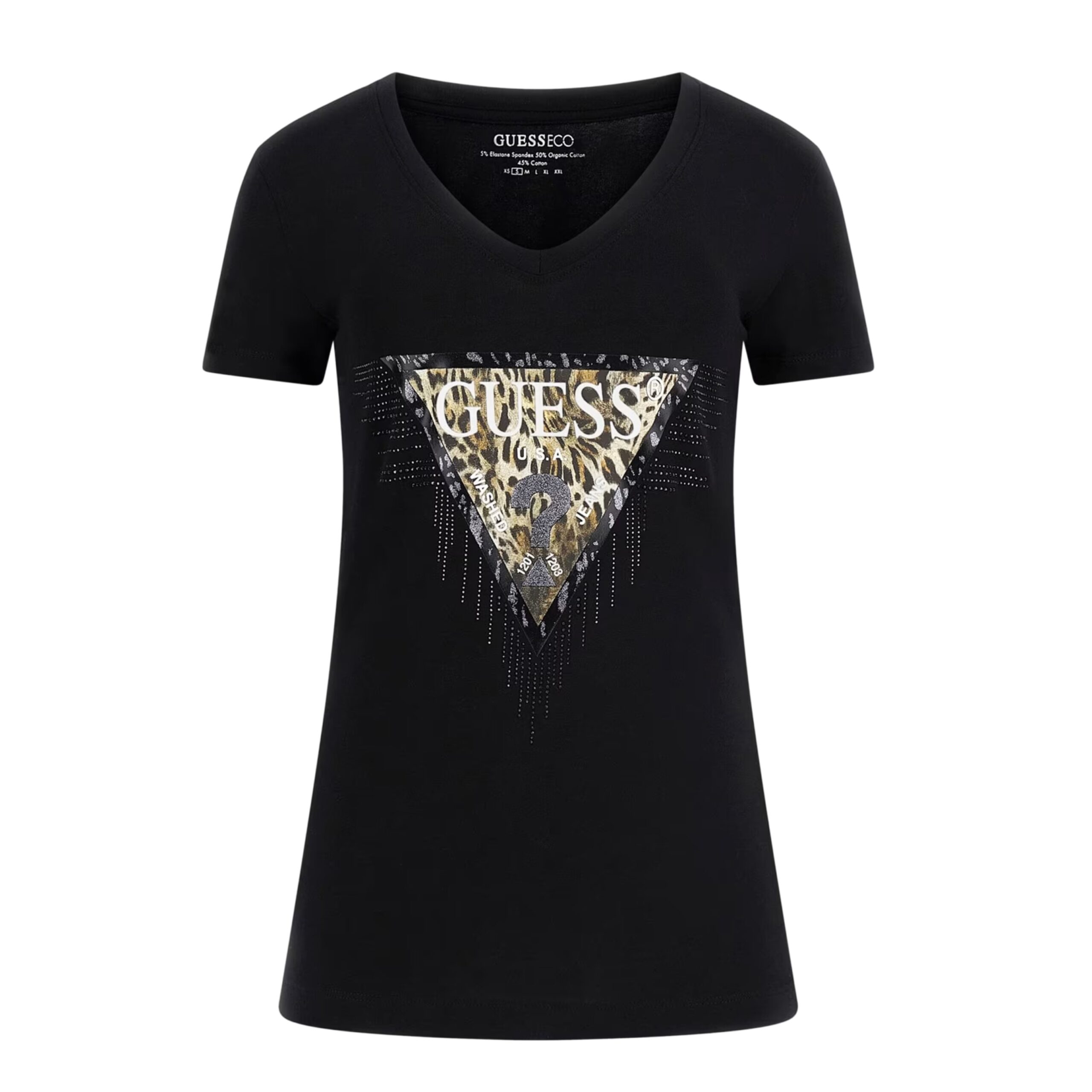 T-shirt Guess con logo triangolo animalier