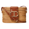 Borsa Twinset Milano a tracolla in midolino con fibbia Logo paglia