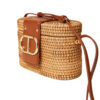 Borsa Twinset Milano a tracolla in midolino con fibbia Logo paglia