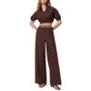 Pantaloni Twinset Milano a palazzo in popeline con cintura
