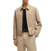 Giubbotto Hugo Boss regular fit in morbida pelle scamosciata con zip sulla parte anteriore