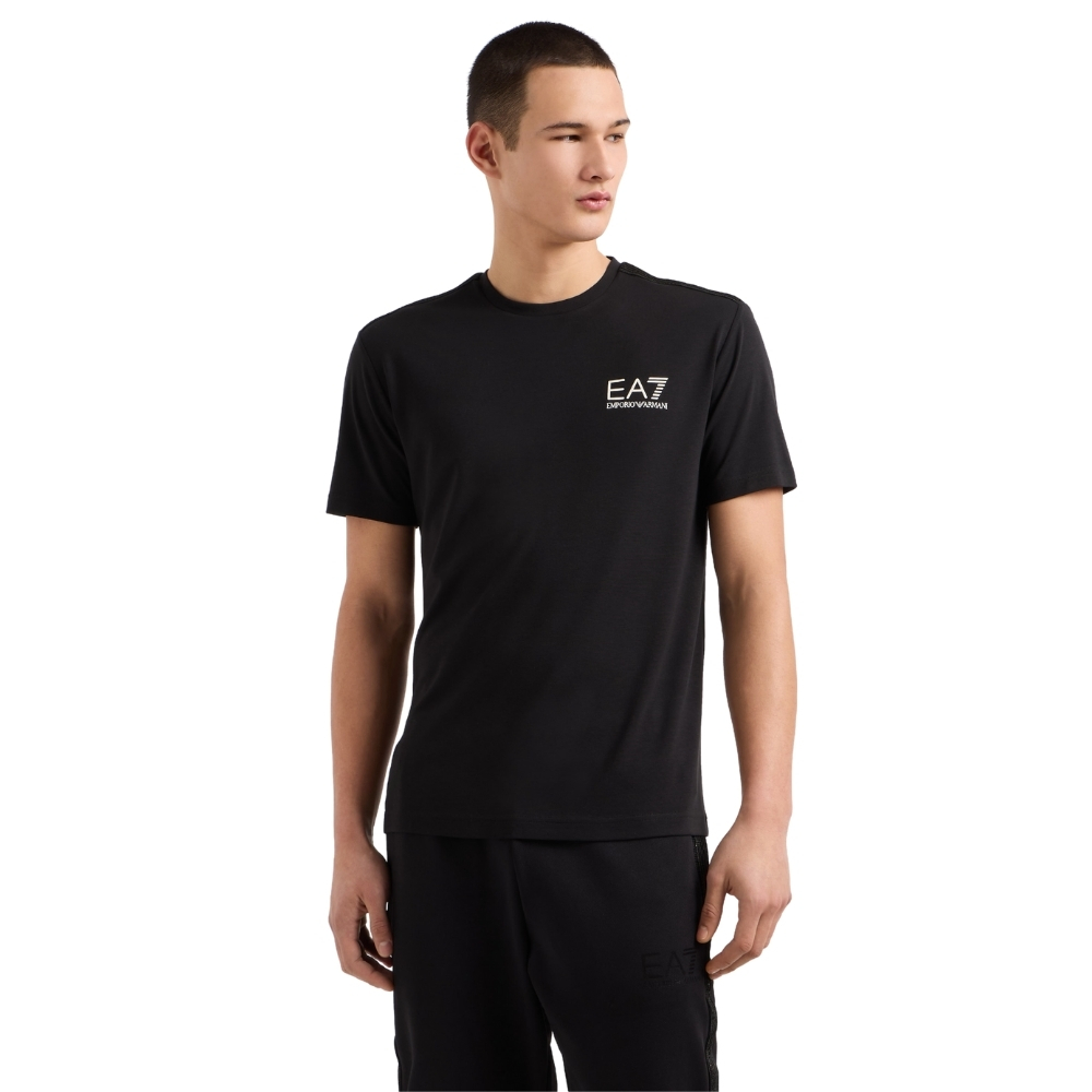 T-shirt EA7 girocollo gold label in jersey di viscosa