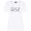 T-shirt EA7 girocollo logo pailettes in cotone stretch