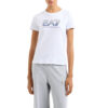 T-shirt EA7 girocollo logo pailettes in cotone stretch