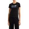 T-shirt EA7 girocollo logo pailettes in cotone stretch
