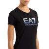T-shirt EA7 girocollo logo pailettes in cotone stretch