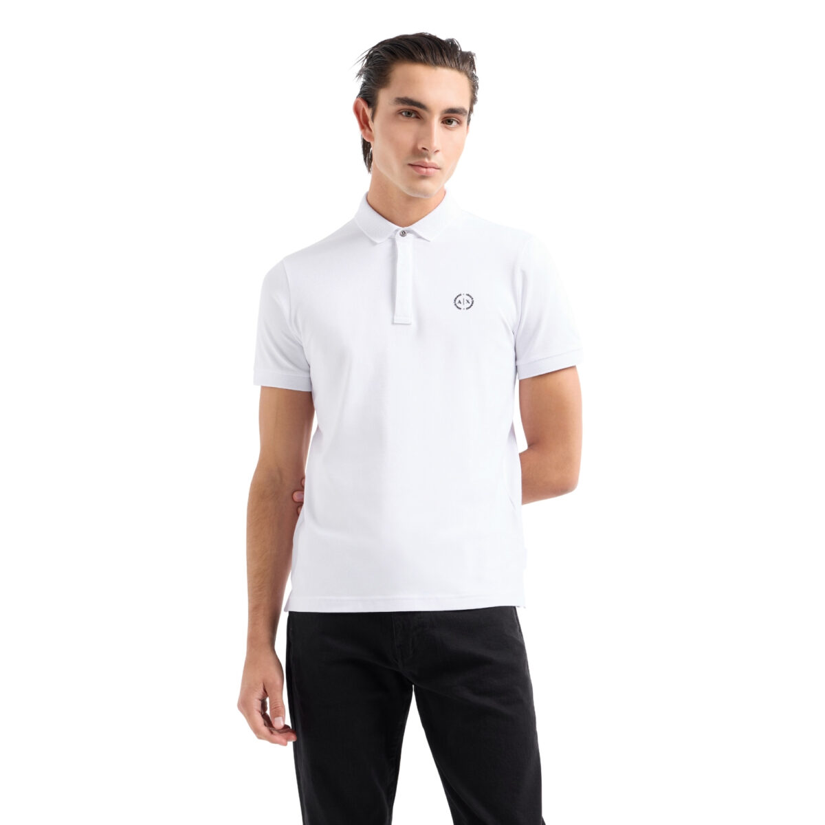 Polo Armani Exchange slim fit in cotone stretch con logo