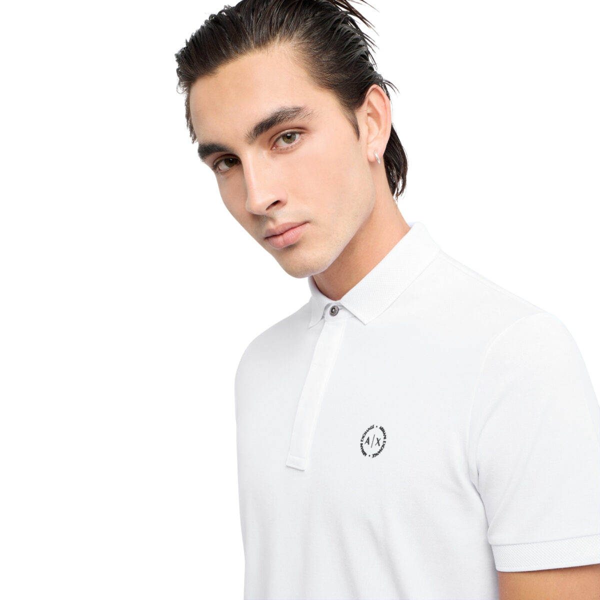 Polo Armani Exchange slim fit in cotone stretch con logo