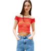 Top Tommy Jeans crop slim fit con motivo a nido d'ape