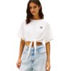 T-shirt Tommy Jeans crop con nodo e distintivo
