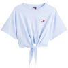 T-shirt Tommy Jeans crop con nodo e distintivo