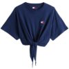 T-shirt Tommy Jeans crop con nodo e distintivo