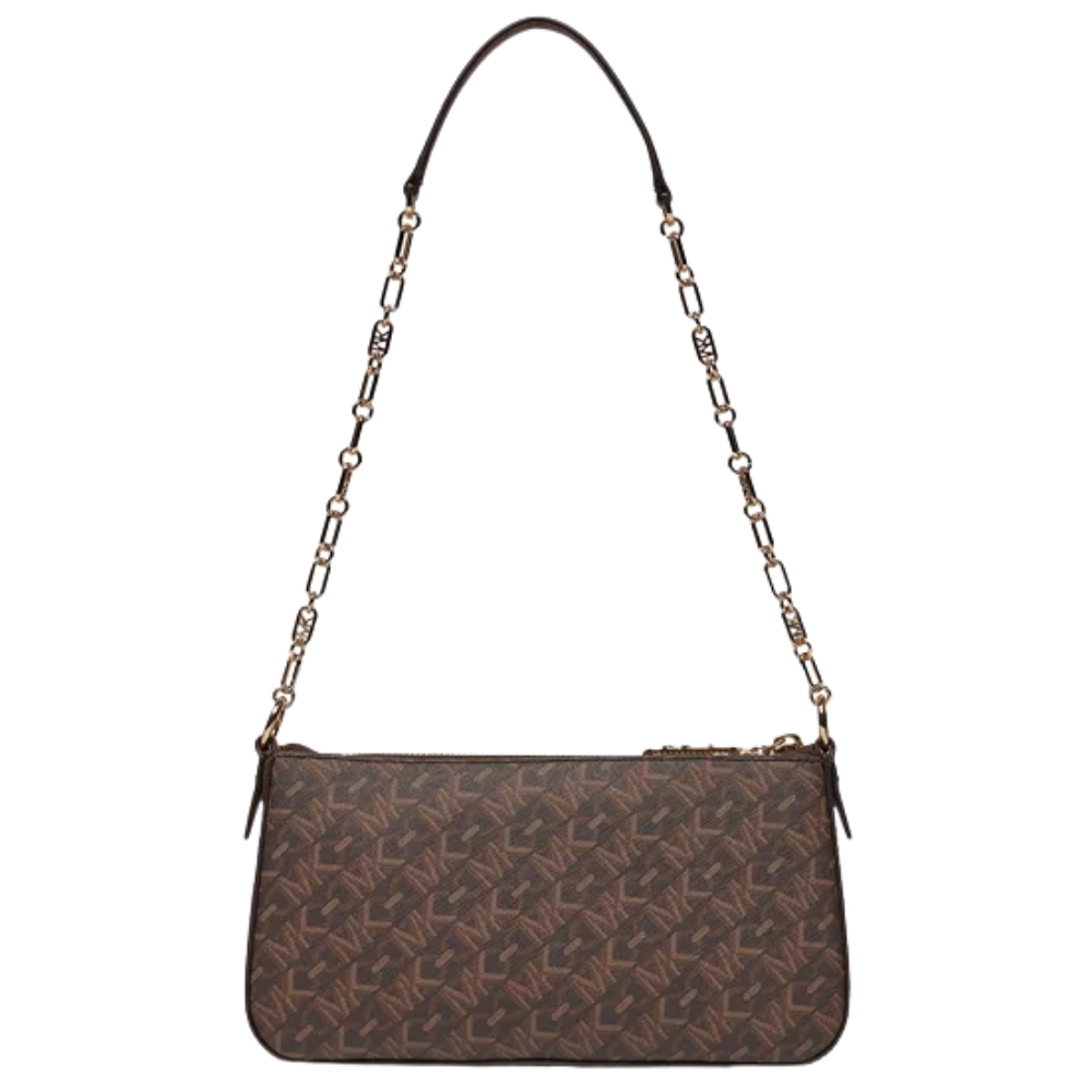 Borsa Michael Kors media in pelle con catena e logo Empire