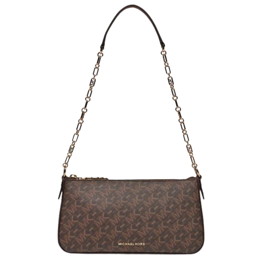 Borsa Michael Kors media in pelle con catena e logo Empire