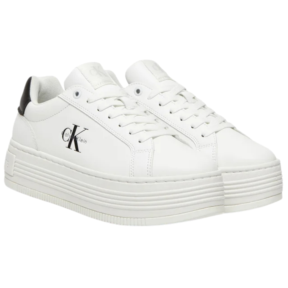 Sneaker con plateau in pelle