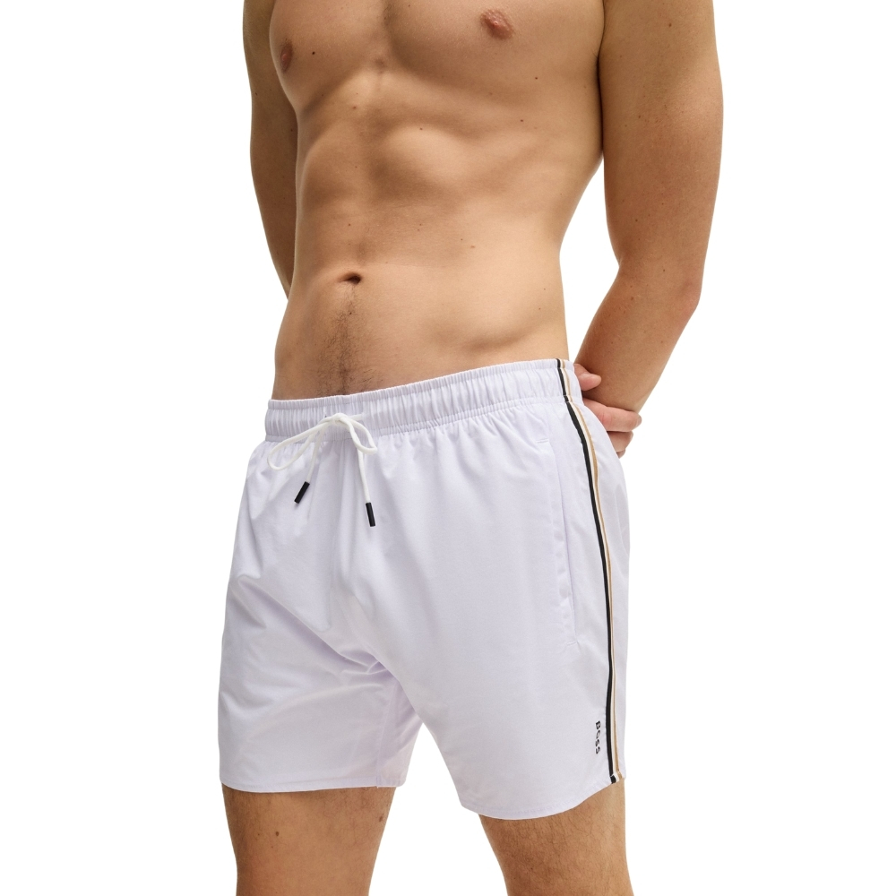 Boxer da mare Hugo Boss con righe tipiche del marchio e logo