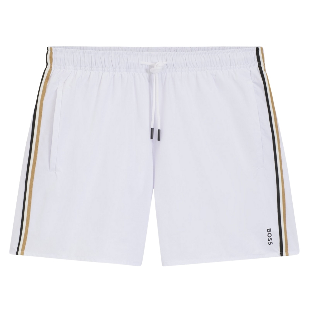 Boxer da mare Hugo Boss con righe tipiche del marchio e logo