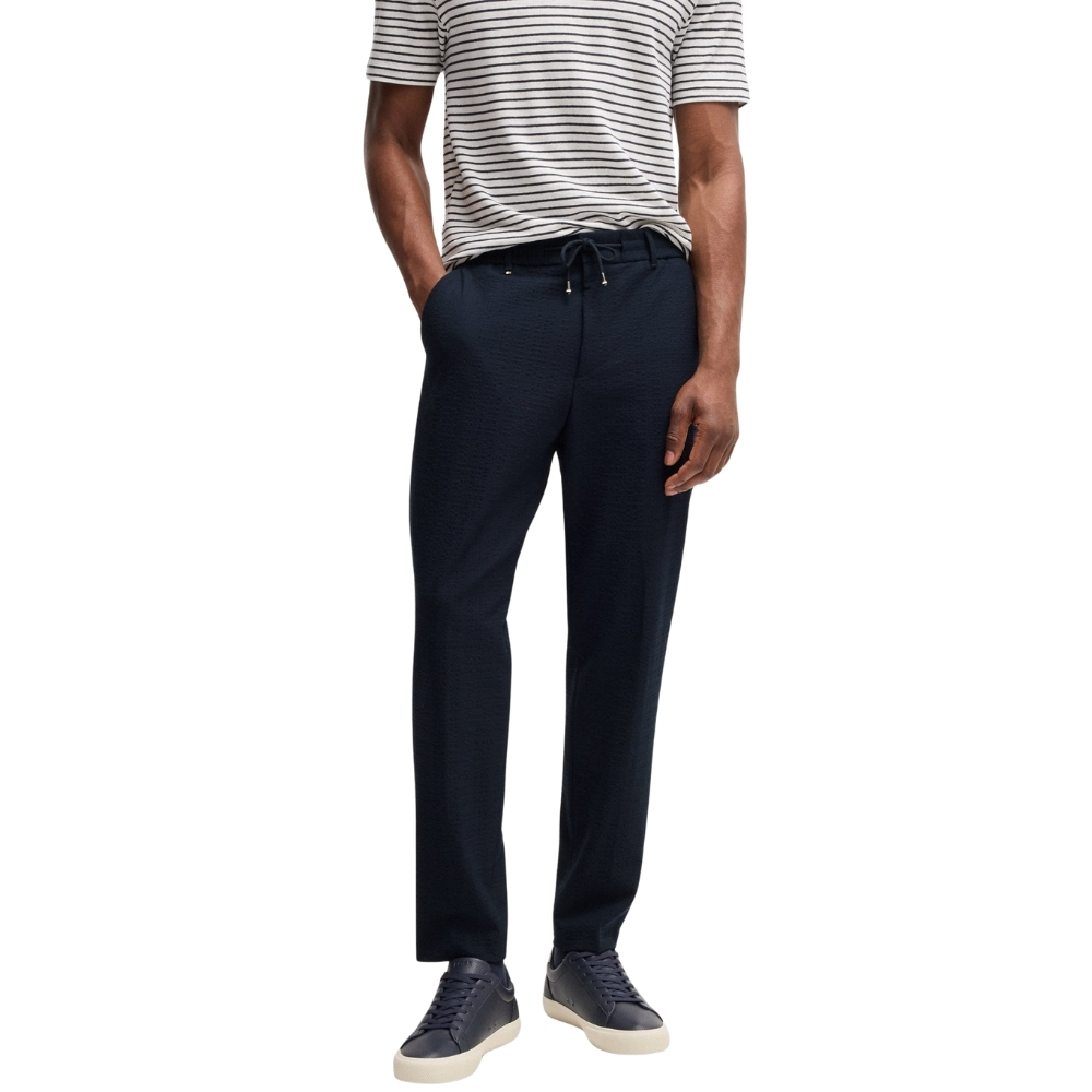 Pantaloni formali Hugo Boss in tessuto seersucker elasticizzato