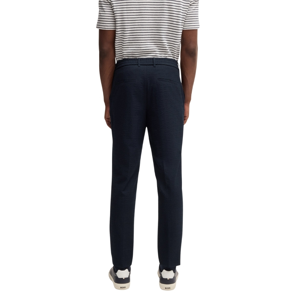 Pantaloni formali Hugo Boss in tessuto seersucker elasticizzato