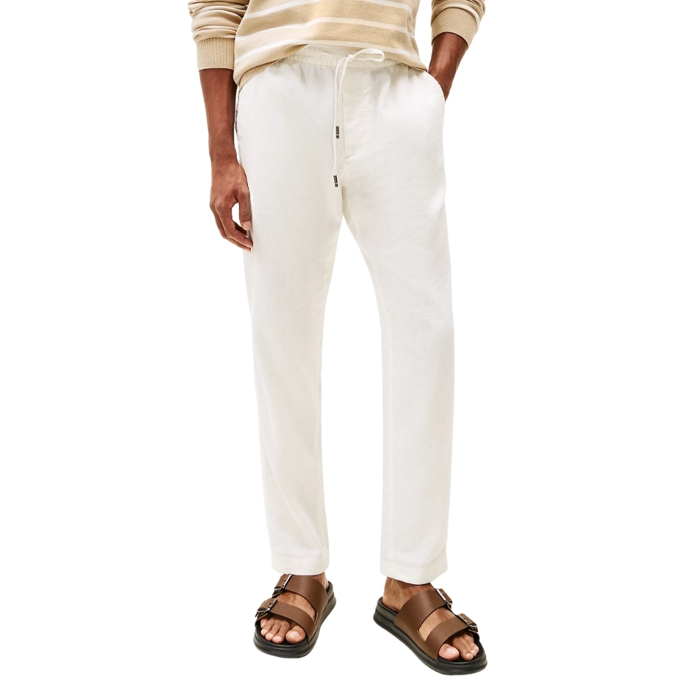 Pantaloni Tommy Hilfiger Harlem relaxed fit affusolati in misto lino