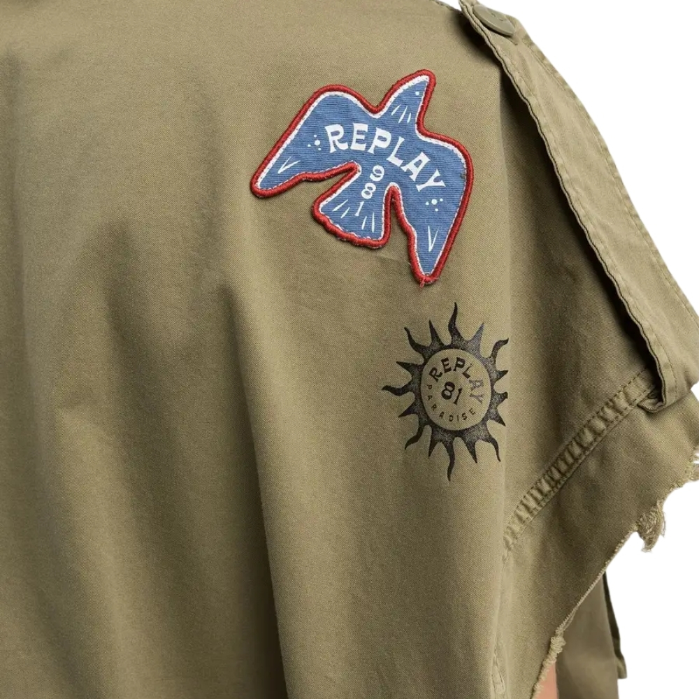 Camicia Replay in twill con coulisse