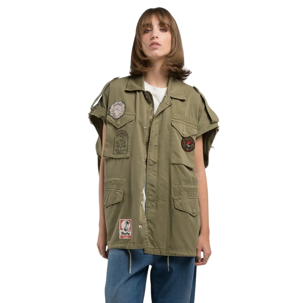 Camicia Replay in twill con coulisse