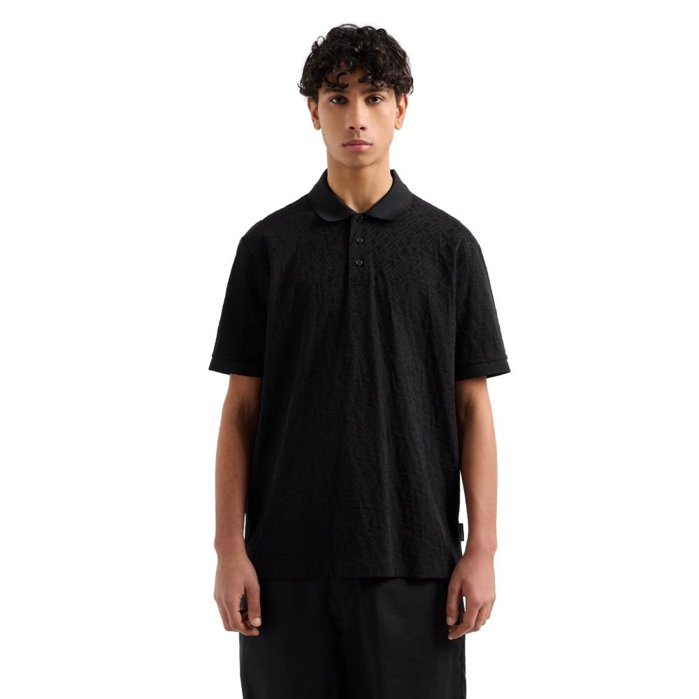 Polo Armani Exchange regular fit con logo all over torno su tono