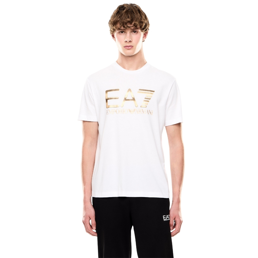 T-shirt EA7 logo series in cotone con maxi logo