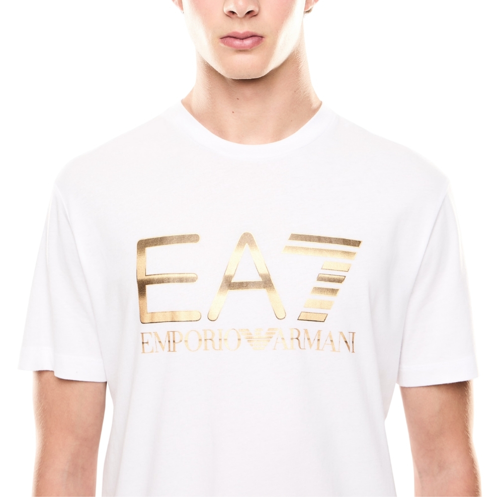 T-shirt EA7 logo series in cotone con maxi logo