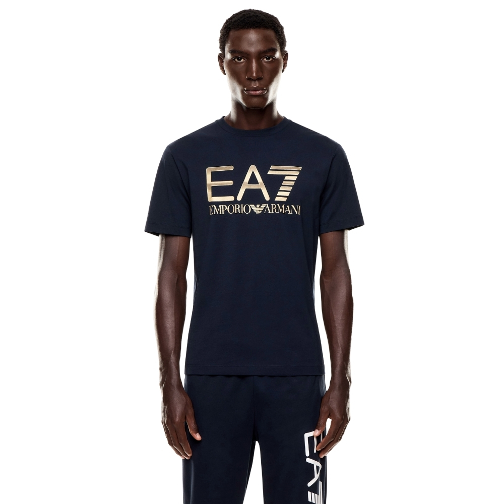 T-shirt EA7 logo series in cotone con maxi logo