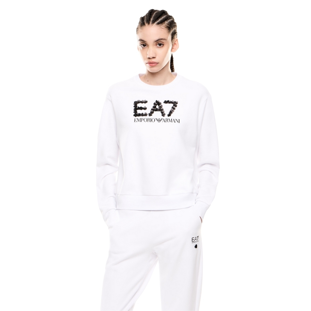 Felpa EA7 misto cotone con paillettes