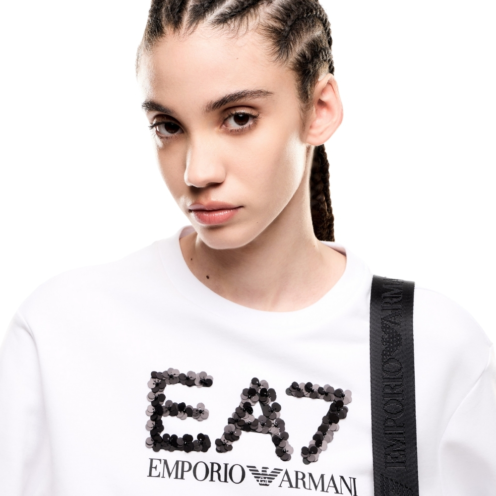 Felpa EA7 misto cotone con paillettes