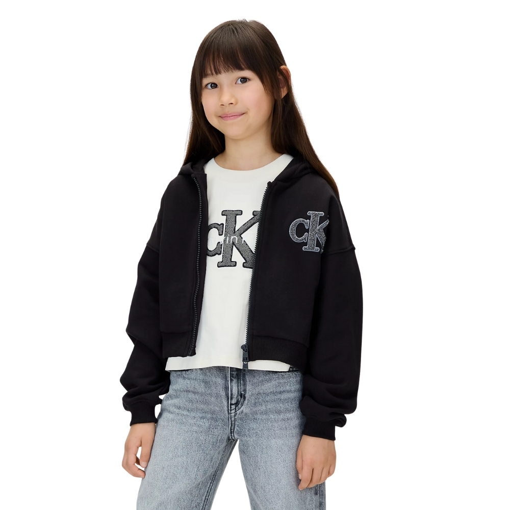 Felpa Calvin Klein con cappuccio con zip integrale e logo