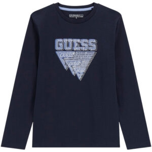 Maglia Guess in cotone con stampa logo e triangolo stilizzato