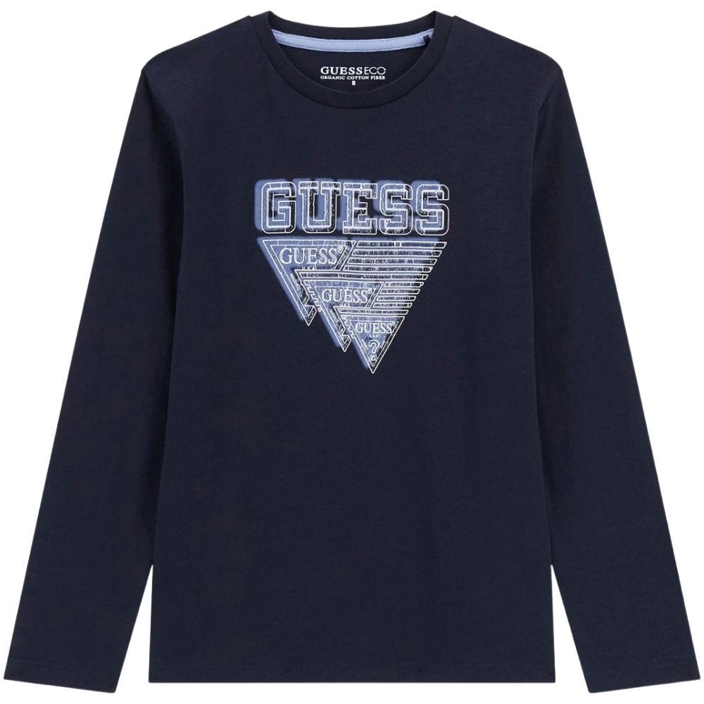 Maglia Guess in cotone con stampa logo e triangolo stilizzato