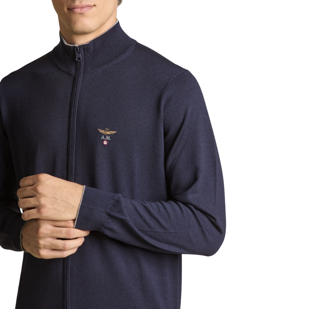 Maglia Aeronautica Militare full-zip in lana merino