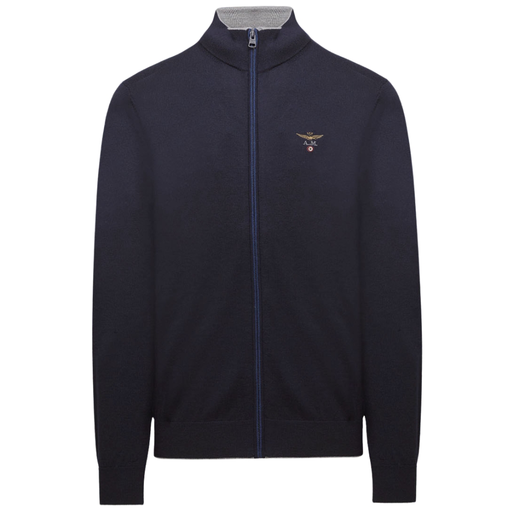Maglia Aeronautica Militare full-zip in lana merino